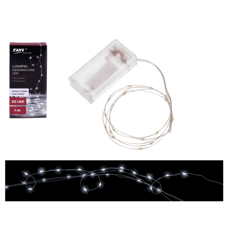 Lampki dekoracyjne 20LED (zimne/białe) 1metr RAVI